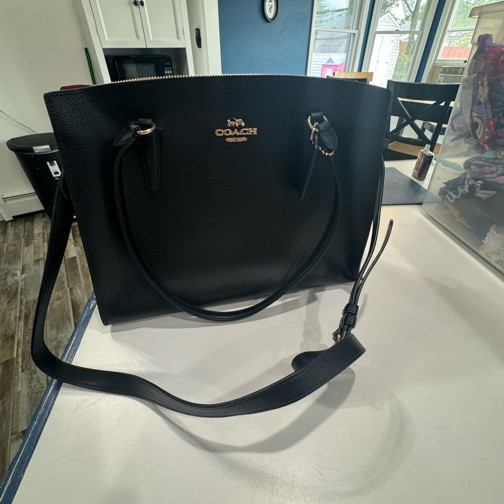Black leather coach bag